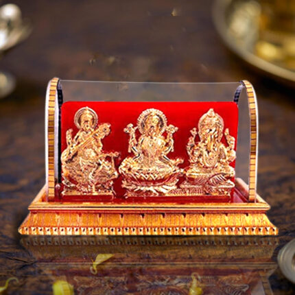 Gold Plated Idols Laxmi Ganesh Murti Ma Saraswati