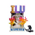 ILU LOVE Crystal Showpiece with LED Lights, Valentines Gift Romantic Couple Statue Showpiece with Crystal Figurine, Gift for Girlfriend, Boyfriend, Husband, Home Décor,