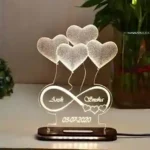 LED Table Lamp | Heart Shape Customized Name Lamp for Couple Gift Anniversary, Wedding, Marriage, Valentine Day