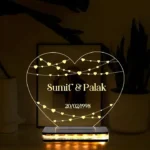 Heart Shape Customized Name Lamp for Couple Gift Anniversary, Wedding, Marriage, Valentine Day