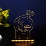 Acrylic Top, Wood Anniversary Gift Personalized 3D Illusion Heart LED Lamp | Engraved Night Lamps