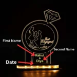 Acrylic Top, Wood Anniversary Gift Personalized 3D Illusion Heart LED Lamp | Engraved Night Lamps