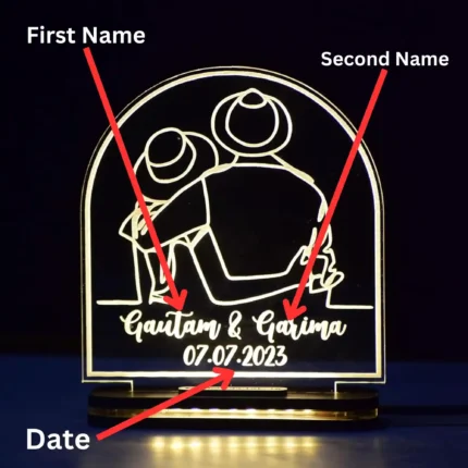 Personalized 3D Illusion | Customized Night Lamp for Couple Gift Anniversary, Wedding, Marriage, Valentine Day