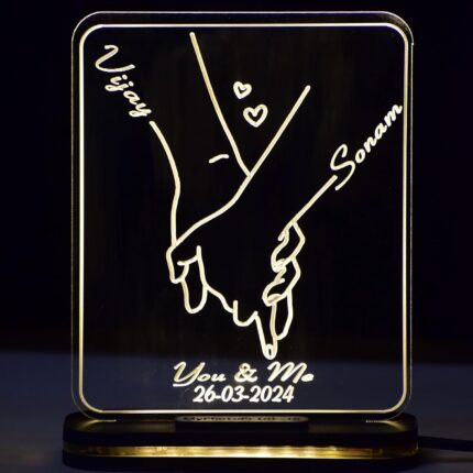 Couple Hand sack Table Lamp Couple Night lamp Gift for Anniversary Valentine Day Birthday (Warm White Light)