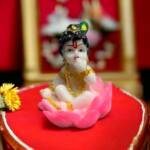 Hand Carved Baby Krishna Marble Idol, Statue, Office God Murti Gift Baby Lotus Krishna Makhan Chor Statue Murti