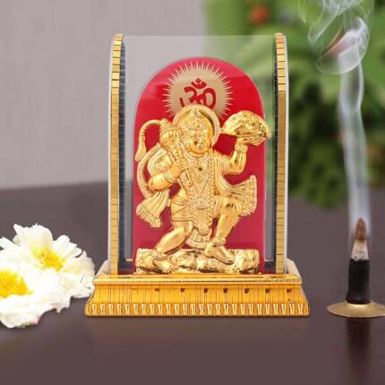 Golden Hanuman Ji Statue Bala ji Murti for Pooja Home Temple Idol, Statue / Murti for Pooja Gift Item