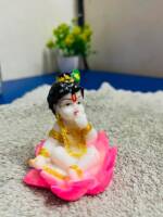 Hand Carved Baby Krishna Marble Idol, Statue, Office God Murti Gift Baby Lotus Krishna Makhan Chor Statue Murti