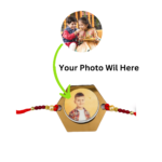 Customized Round Rakhi with Photo Gifts with Roli Chawal and Plate