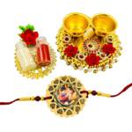 Rakhi For Brother Customised with Photo with Roli Chawal and Plate