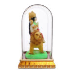 Awesome Craft Gold Plated Durga Maa Goddess Sitting on Lion Idol Sherawali Mata Devi Goddess Murti Marble Finish in Acrylic Glass Box for Home Temple Pooja Room Office Table & Gift Statue 13x11x7.5 CM