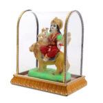 Awesome Craft Gold Plated Durga Maa Goddess Sitting on Lion Idol Sherawali Mata Devi Goddess Murti Marble Finish in Acrylic Glass Box for Home Temple Pooja Room Office Table & Gift Statue 13x11x7.5 CM