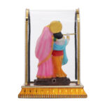 Awesome Craft Radha Krishna ji Jugal Jodi Marble murti in Glass Box Acrylic | Home Mandir Temple Showpiece Idol Statue Gifts Home Decor Temple Pooja Golden (Size: 13 cm, 9 cm, 6 cm)