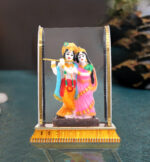 Awesome Craft Radha Krishna ji Jugal Jodi Marble murti in Glass Box Acrylic | Home Mandir Temple Showpiece Idol Statue Gifts Home Decor Temple Pooja Golden (Size: 13 cm, 9 cm, 6 cm)